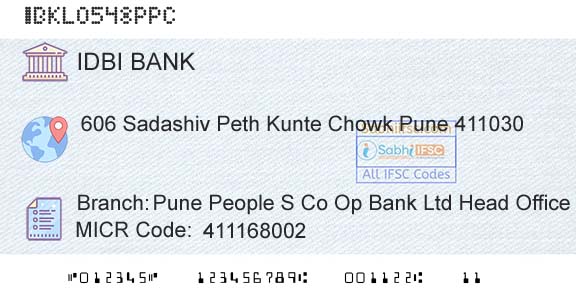Idbi Bank Pune People S Co Op Bank Ltd Head Office Branch 