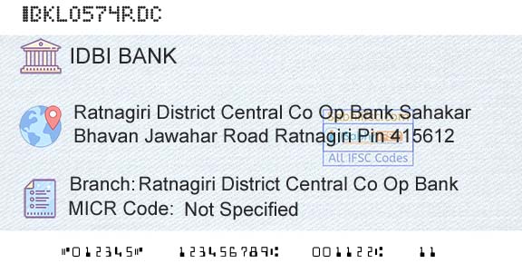 Idbi Bank Ratnagiri District Central Co Op BankBranch 