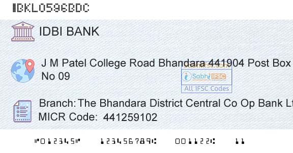 Idbi Bank The Bhandara District Central Co Op Bank Ltd BhandBranch 
