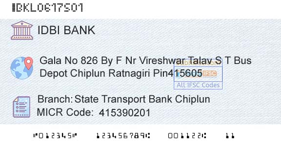 Idbi Bank State Transport Bank ChiplunBranch 