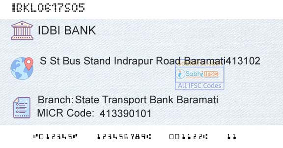 Idbi Bank State Transport Bank BaramatiBranch 