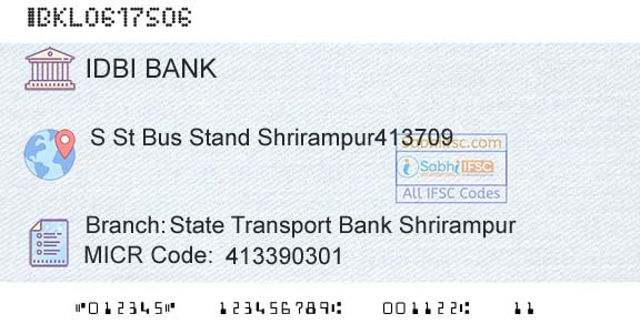 Idbi Bank State Transport Bank ShrirampurBranch 