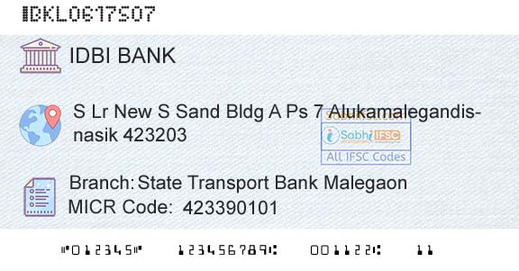 Idbi Bank State Transport Bank MalegaonBranch 
