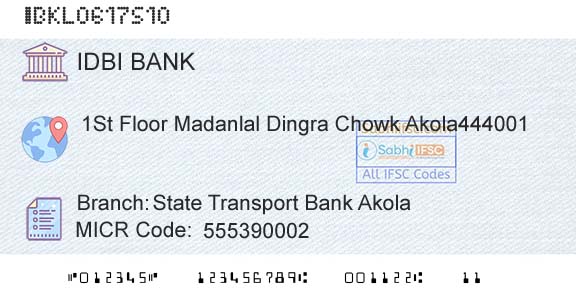 Idbi Bank State Transport Bank AkolaBranch 