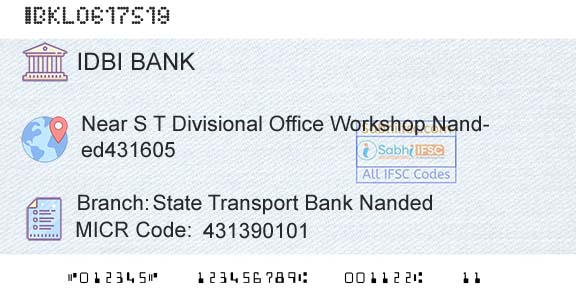 Idbi Bank State Transport Bank NandedBranch 