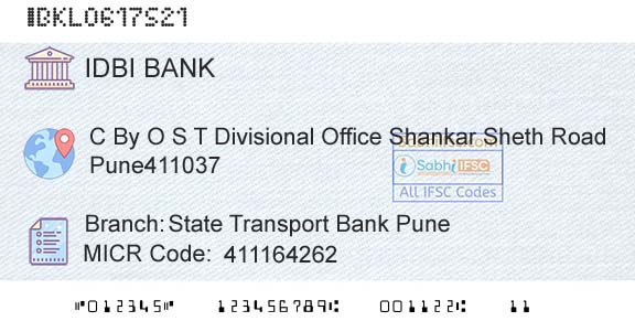 Idbi Bank State Transport Bank PuneBranch 