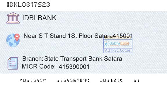 Idbi Bank State Transport Bank SataraBranch 