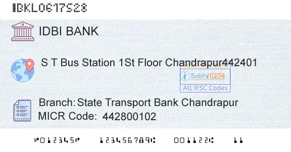 Idbi Bank State Transport Bank ChandrapurBranch 