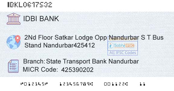 Idbi Bank State Transport Bank NandurbarBranch 