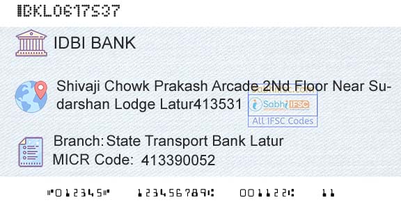 Idbi Bank State Transport Bank LaturBranch 