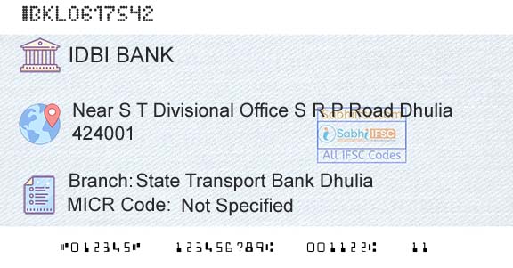 Idbi Bank State Transport Bank DhuliaBranch 