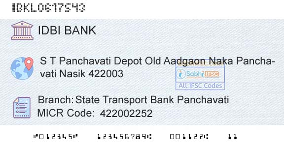 Idbi Bank State Transport Bank PanchavatiBranch 