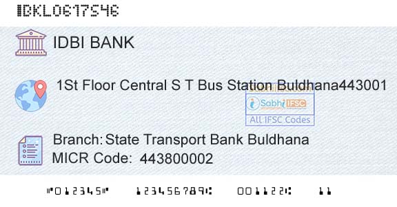 Idbi Bank State Transport Bank BuldhanaBranch 