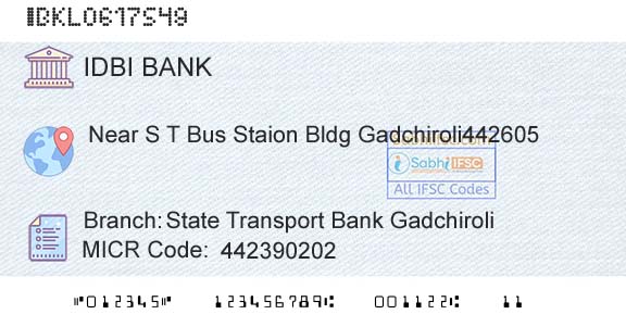 Idbi Bank State Transport Bank GadchiroliBranch 