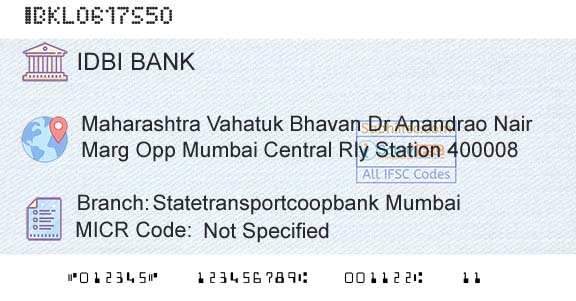 Idbi Bank Statetransportcoopbank MumbaiBranch 