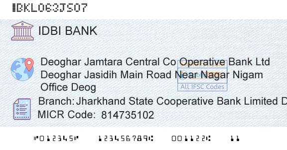 Idbi Bank Jharkhand State Cooperative Bank Limited Deoghar MBranch 