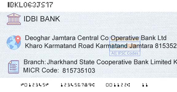 Idbi Bank Jharkhand State Cooperative Bank Limited KarmatandBranch 