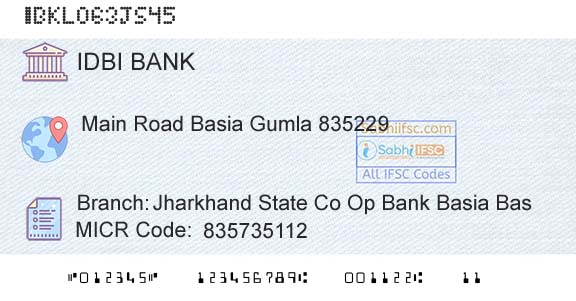 Idbi Bank Jharkhand State Co Op Bank Basia BasBranch 