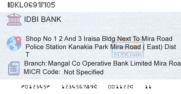 Idbi Bank Mangal Co Operative Bank Limited Mira Road EastBranch 