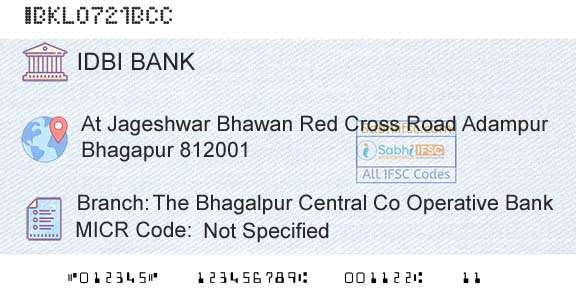 Idbi Bank The Bhagalpur Central Co Operative BankBranch 