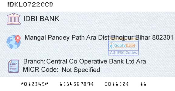 Idbi Bank Central Co Operative Bank Ltd Ara Branch 
