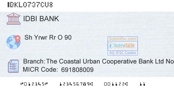 Idbi Bank The Coastal Urban Cooperative Bank Ltd No RamankulBranch 