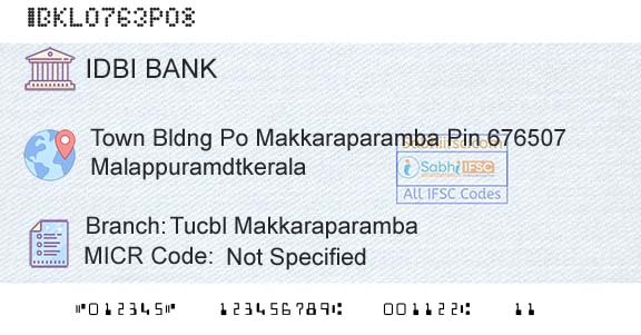 Idbi Bank Tucbl MakkaraparambaBranch 