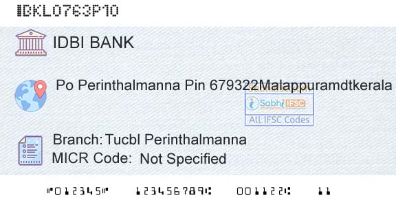 Idbi Bank Tucbl PerinthalmannaBranch 