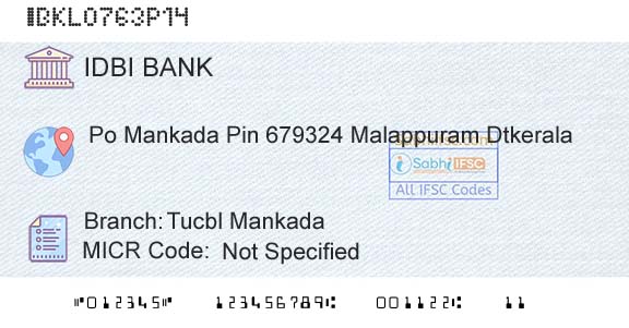 Idbi Bank Tucbl MankadaBranch 