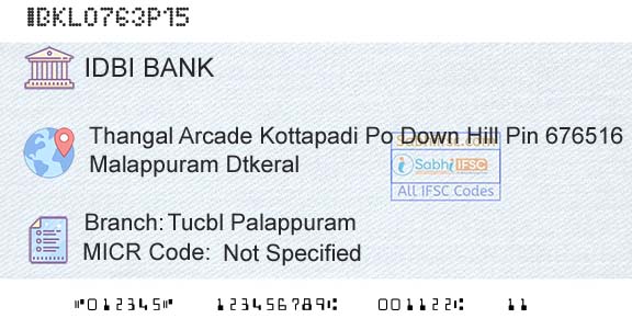 Idbi Bank Tucbl PalappuramBranch 