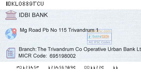 Idbi Bank The Trivandrum Co Operative Urban Bank LtdBranch 