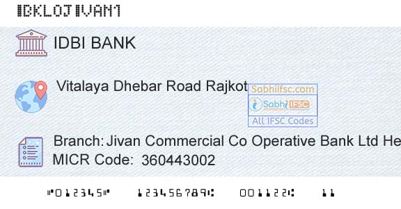 Idbi Bank Jivan Commercial Co Operative Bank Ltd Head OfficeBranch 