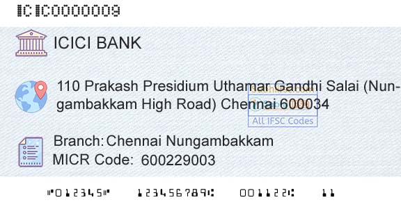 Icici Bank Limited Chennai NungambakkamBranch 
