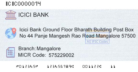 Icici Bank Limited MangaloreBranch 