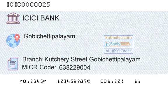 Icici Bank Limited Kutchery Street GobichettipalayamBranch 
