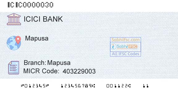 Icici Bank Limited MapusaBranch 