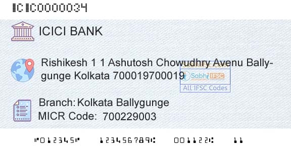 Icici Bank Limited Kolkata BallygungeBranch 