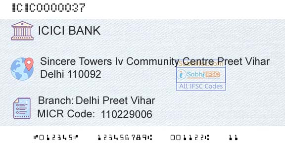 Icici Bank Limited Delhi Preet ViharBranch 
