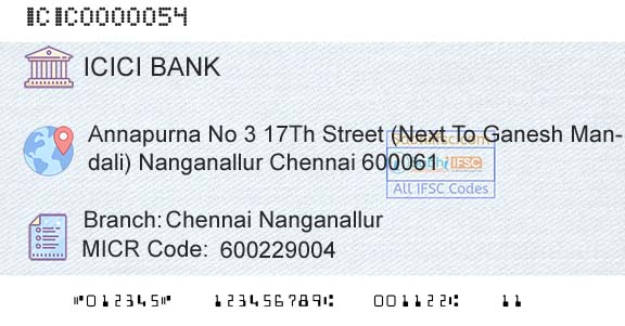 Icici Bank Limited Chennai NanganallurBranch 