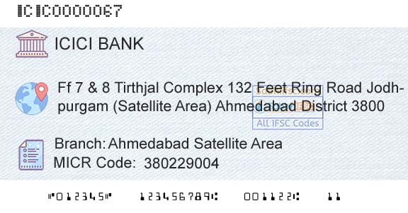 Icici Bank Limited Ahmedabad Satellite AreaBranch 