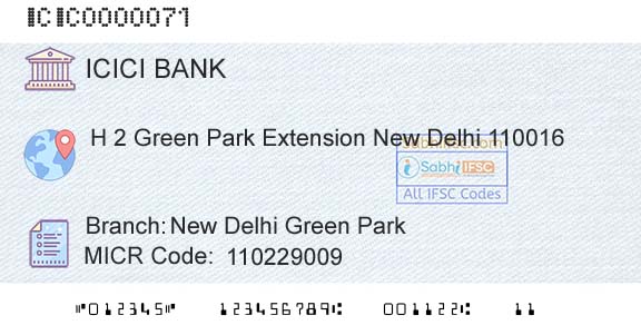 Icici Bank Limited New Delhi Green ParkBranch 