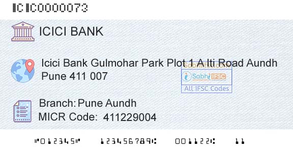 Icici Bank Limited Pune AundhBranch 