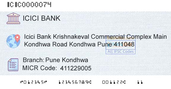 Icici Bank Limited Pune KondhwaBranch 