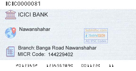 Icici Bank Limited Banga Road NawanshaharBranch 