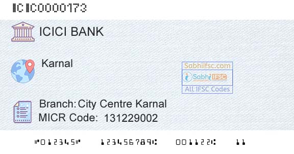 Icici Bank Limited City Centre KarnalBranch 