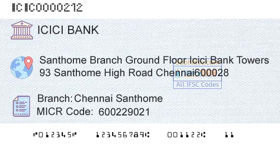 Icici Bank Limited Chennai SanthomeBranch 