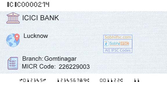 Icici Bank Limited GomtinagarBranch 