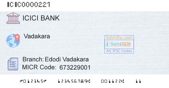 Icici Bank Limited Edodi VadakaraBranch 