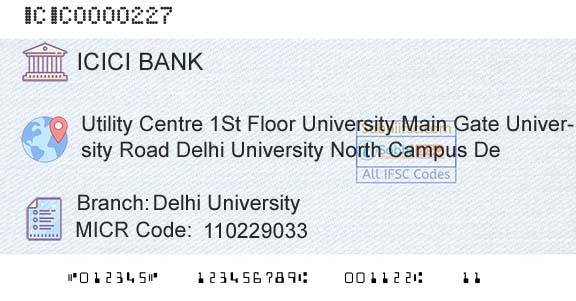Icici Bank Limited Delhi UniversityBranch 