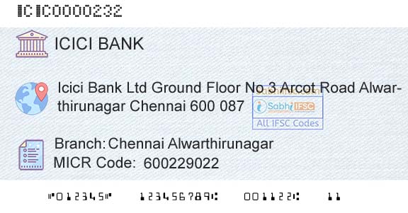 Icici Bank Limited Chennai AlwarthirunagarBranch 